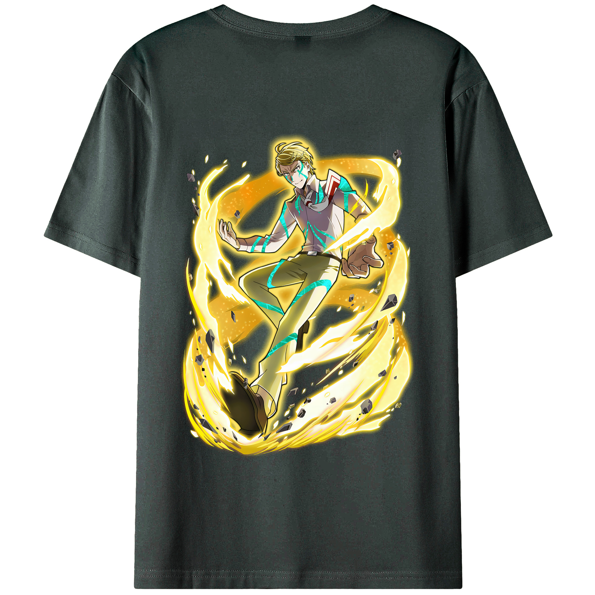 （画像用） 文豪ストレイドッグス Bungo Stray Dogs 綿100％ メンズ半袖Tシャツ（バックプリント） 通気性